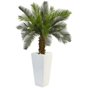 Nearly Natural 3' Cycas Artificial Tree in White Tower Planter