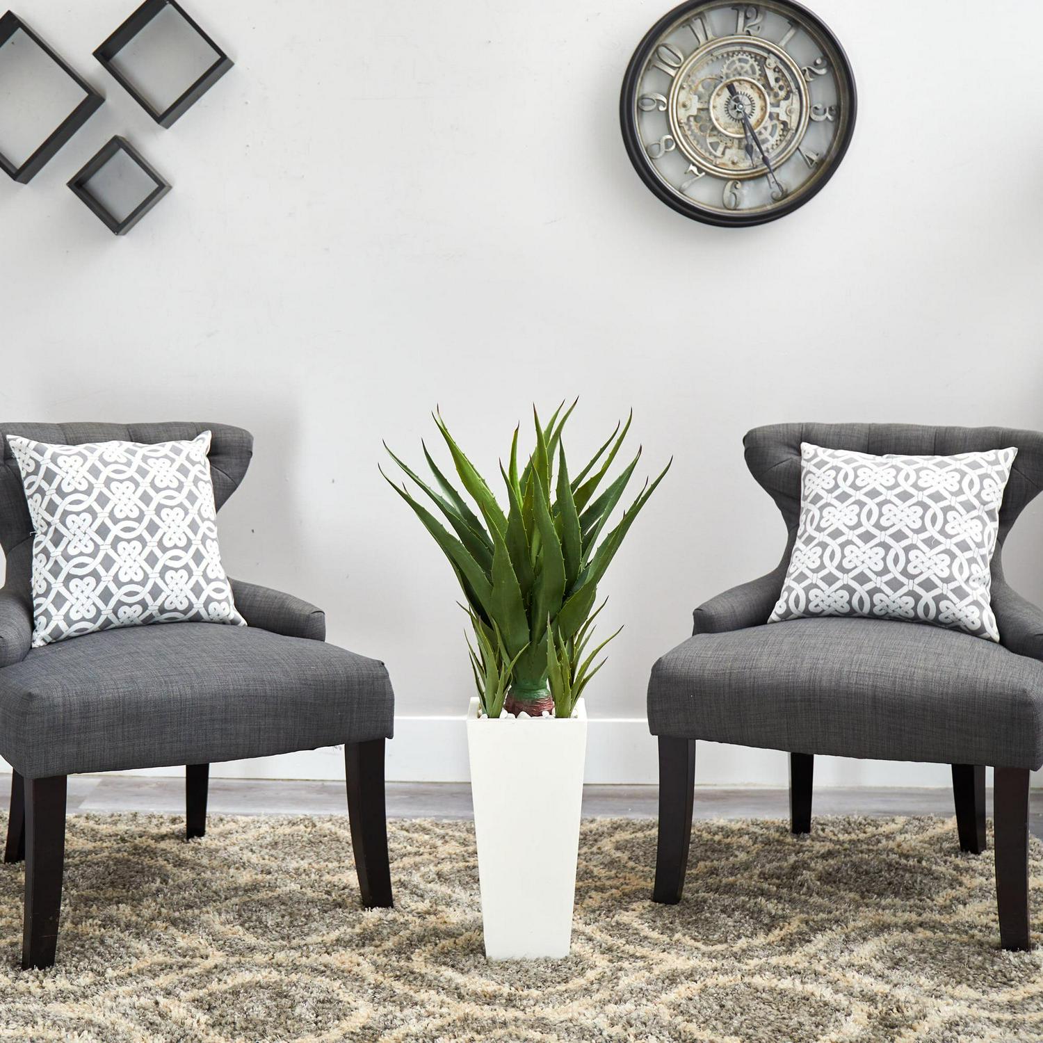 Nearly Natural 40” Spiky Agave Artificial Plant in White Planter - Image 2