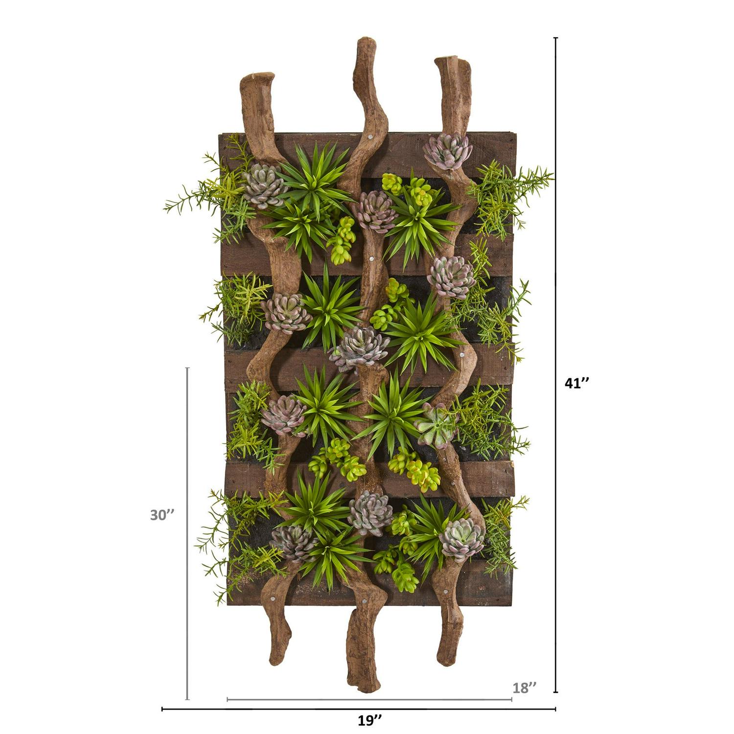Nearly Natural 41in. x 19in. Mixed Succulent Plastic Artificial Plant, Green - Image 2