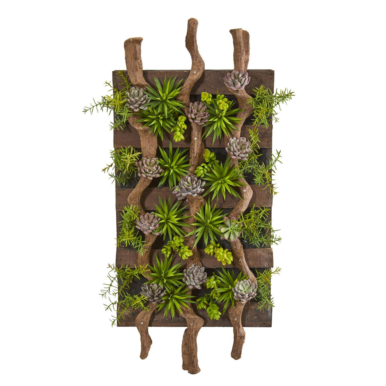 Nearly Natural 41in. x 19in. Mixed Succulent Plastic Artificial Plant, Green