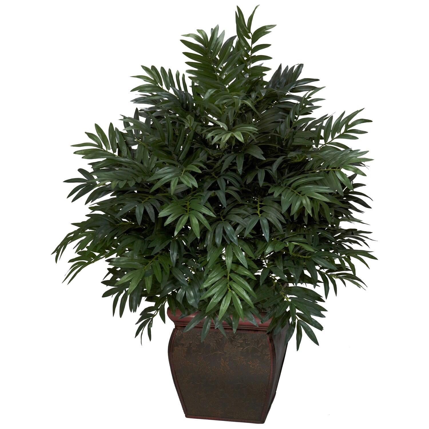 Nearly Natural 43" Triple Bamboo Palm Artificial Plant with Decorative Brown Planter - Image 2