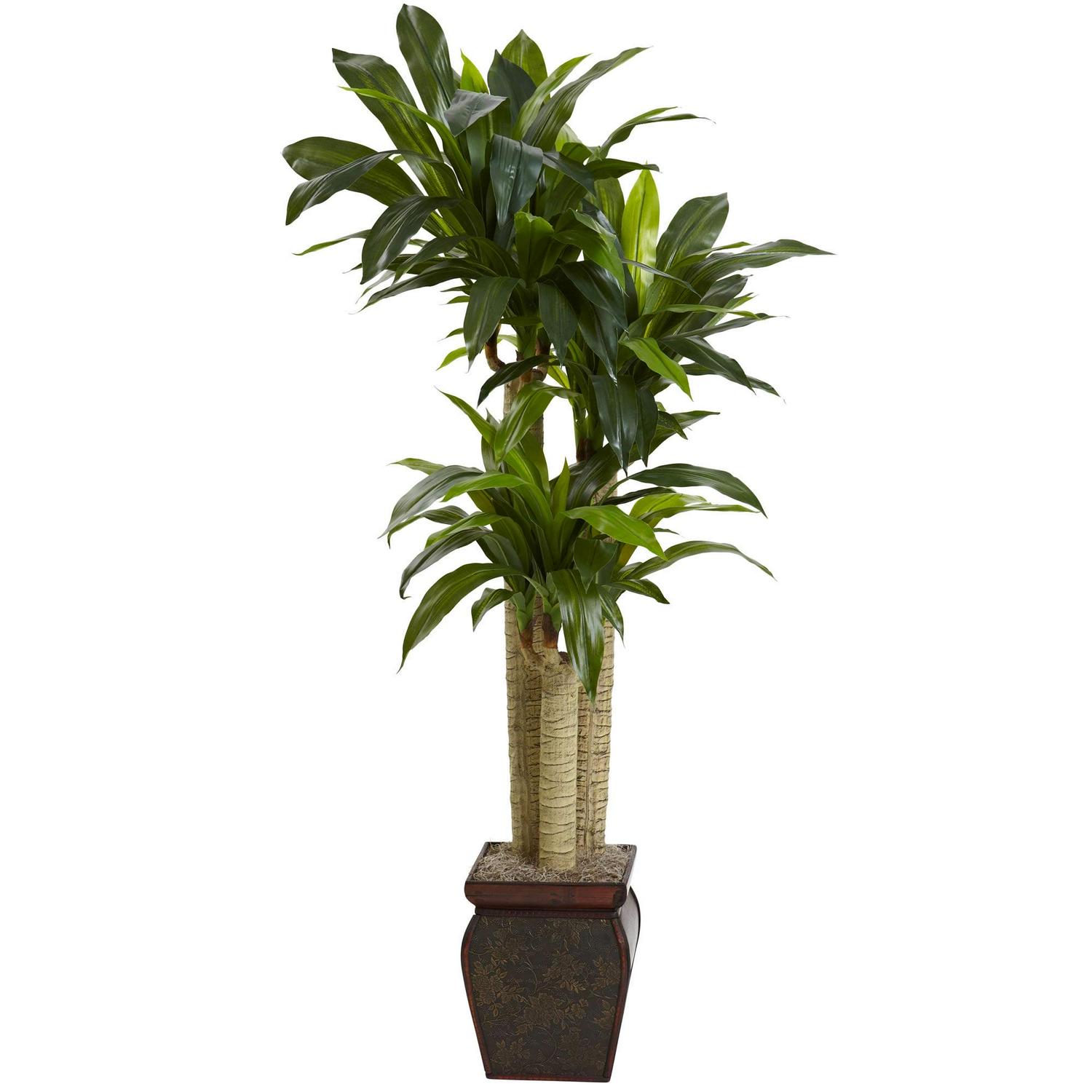 Nearly Natural 4.5' Real Touch Green Cornstalk Dracaena Artificial Plant with Vase