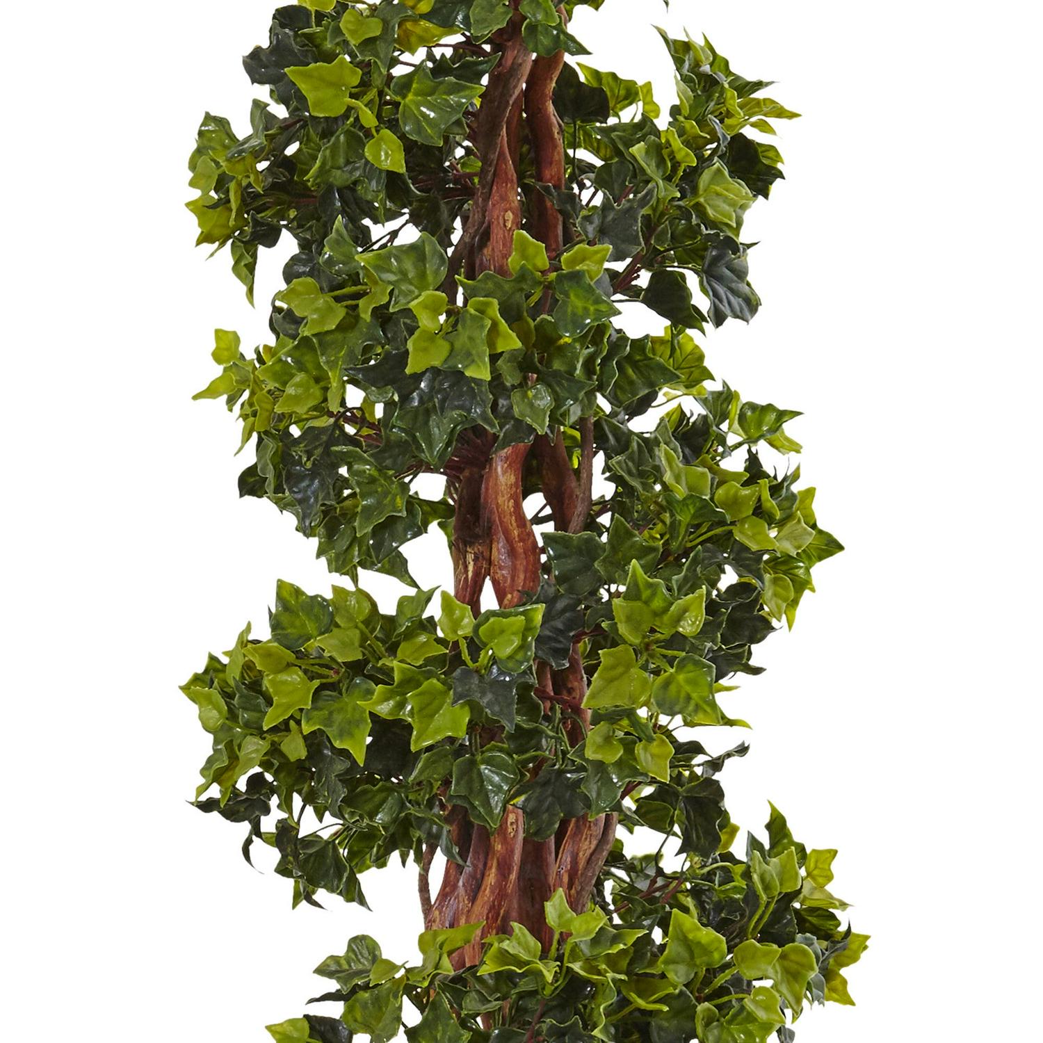 Nearly Natural 4' English Ivy Spiral Artificial Tree in Metal Planter, UV Resistant - Image 2