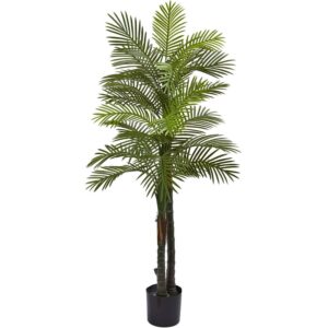 Nearly Natural 5.5ft. Double Robellini Palm Artificial Tree Uv Resistant, Indoor/Outdoor, Green