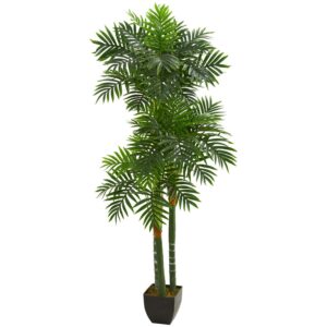 Nearly Natural 5.5ft. Triple Areca Palm Artificial Tree, Black