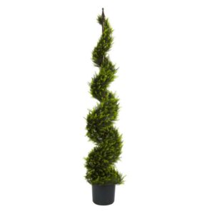 Nearly Natural 5' Cypress Spiral Artificial Tree, Green