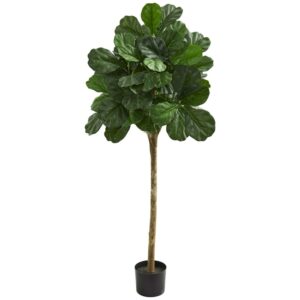 Nearly Natural 5' Fiddle Leaf Fig Artificial Tree, Green