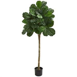 Nearly Natural 5' Artificial Fiddle Leaf Fig Tree with Black Pot
