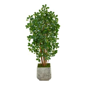 Nearly Natural 67in. Black Olive Artificial Tree with 1365 Bendable Leaves in White Planter