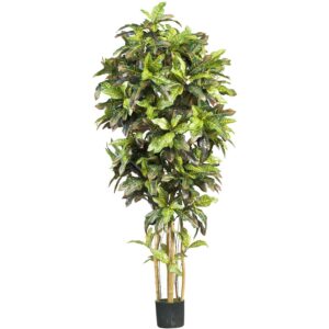 Nearly Natural 6' Plastic/Polyester Croton Artificial Tree
