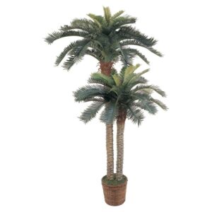 Nearly Natural 6' and 4' Sago Palm Double Potted Artificial Tree