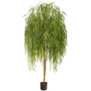 Nearly Natural 7' Willow Artificial Tree, Green