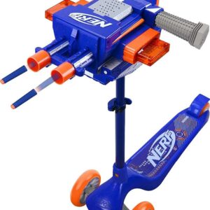 Nerf Blaster Scooter, Dual Trigger Rapid Fire Action, Includes 2 Clips and 12 Elite Darts