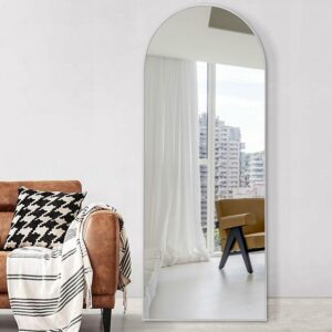 22 in x 65 in Silver Modern Floor Mirror