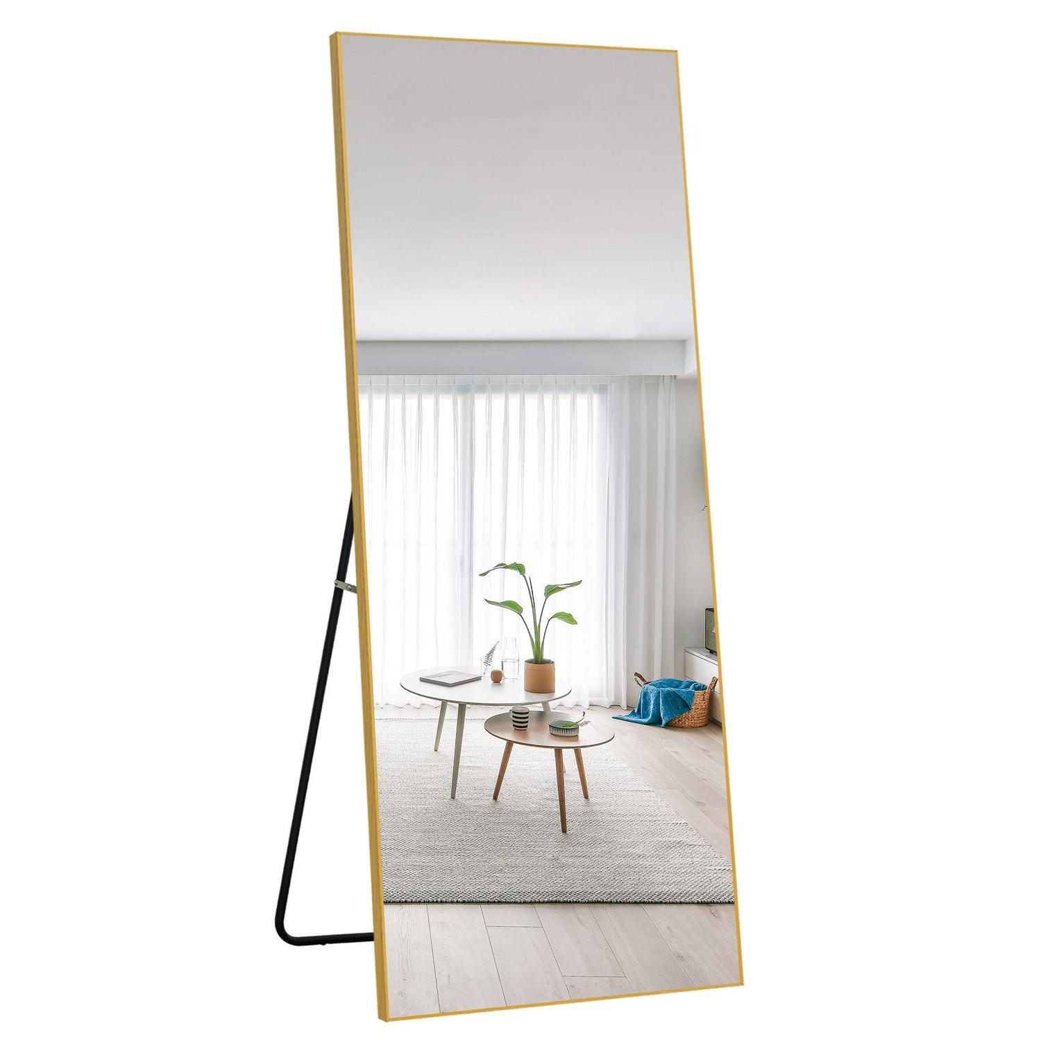 22" x 64" Gold Modern Floor Mirror