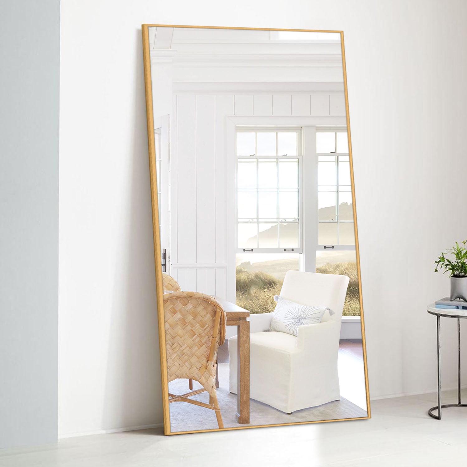 32" x 1.6" Gold Classic Floor Mirror