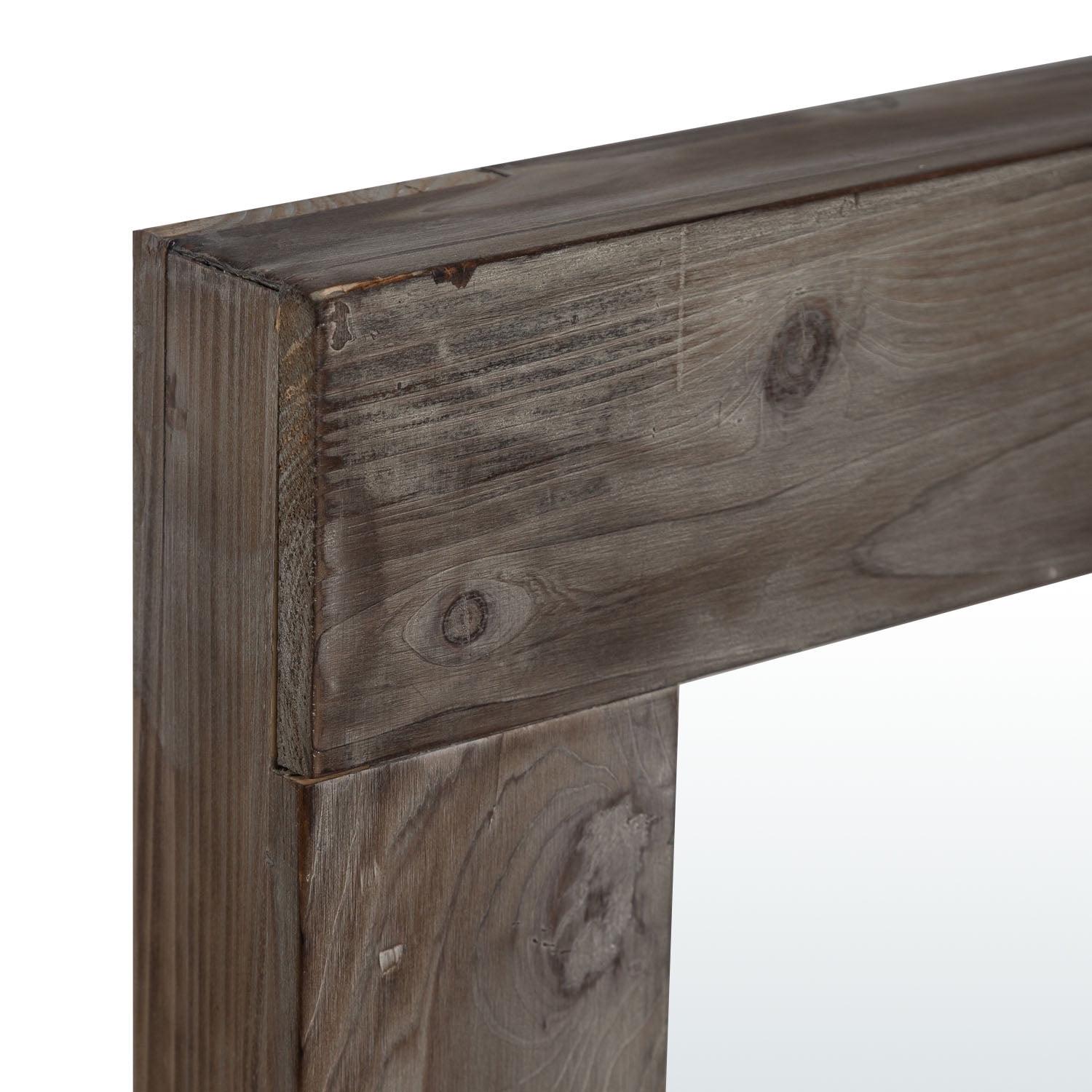 58"x24" Rustic Solid Wood Mirror, Black - Image 8