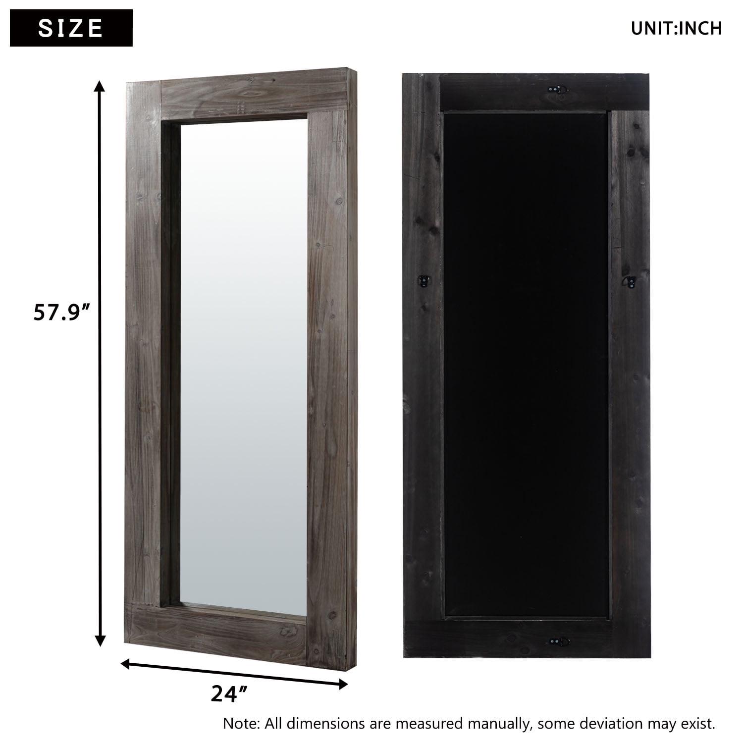 58"x24" Rustic Solid Wood Mirror, Black - Image 5