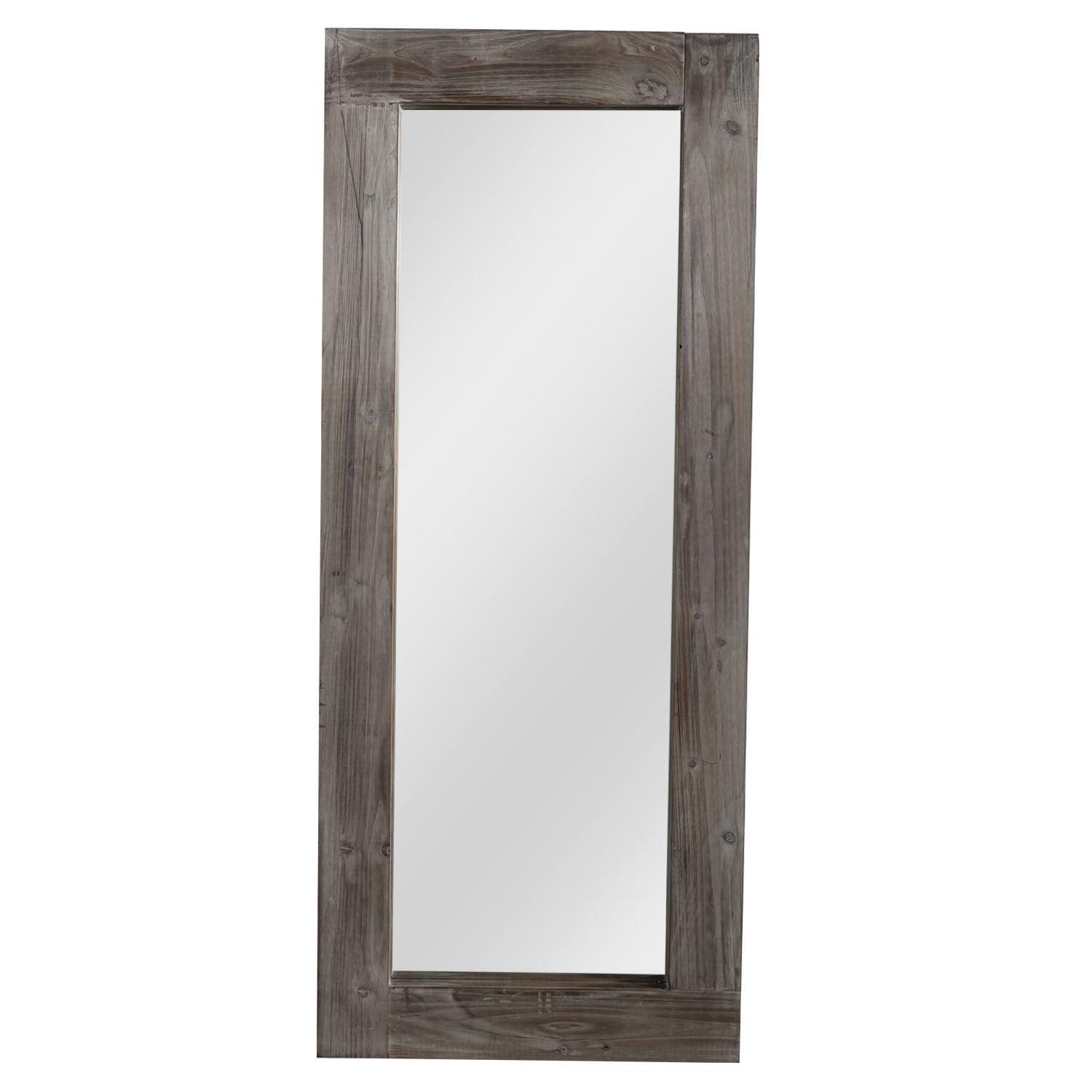 58"x24" Rustic Solid Wood Mirror, Black - Image 6