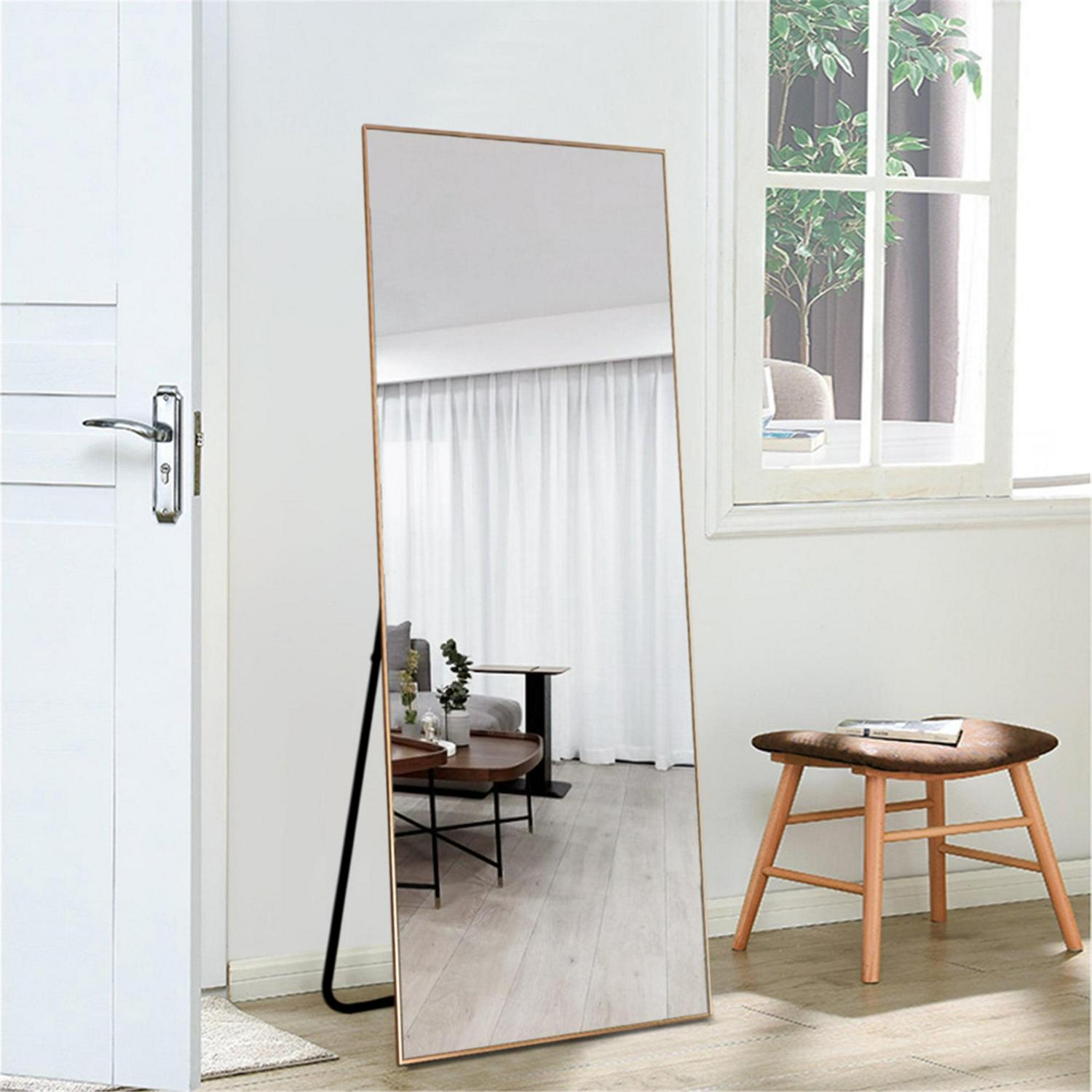 59"x19" Rectangular Full Length Floor Mirror with Stand Gold - Image 2