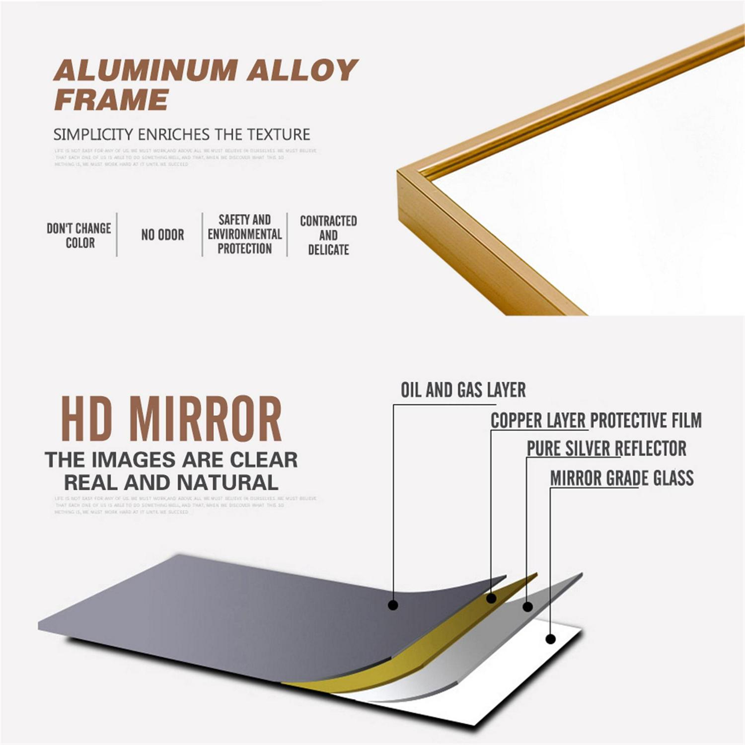 59"x19" Rectangular Full Length Floor Mirror with Stand Gold - Image 6