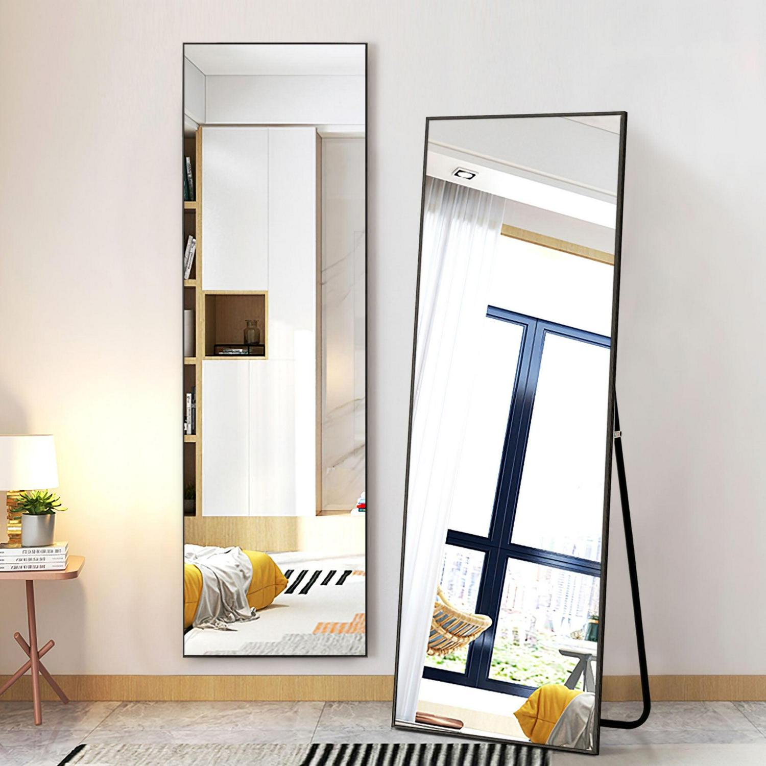 64"x22" Full Length Mirror Floor Mirror,Black
