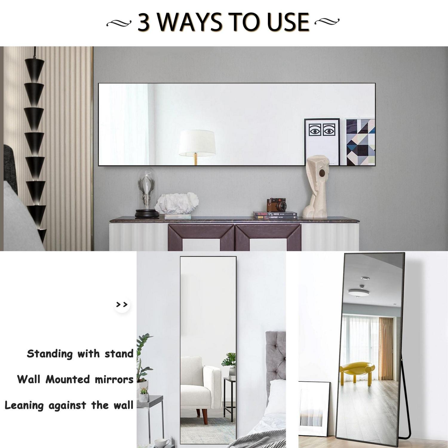 64"x22" Full Length Mirror Floor Mirror,Black - Image 5