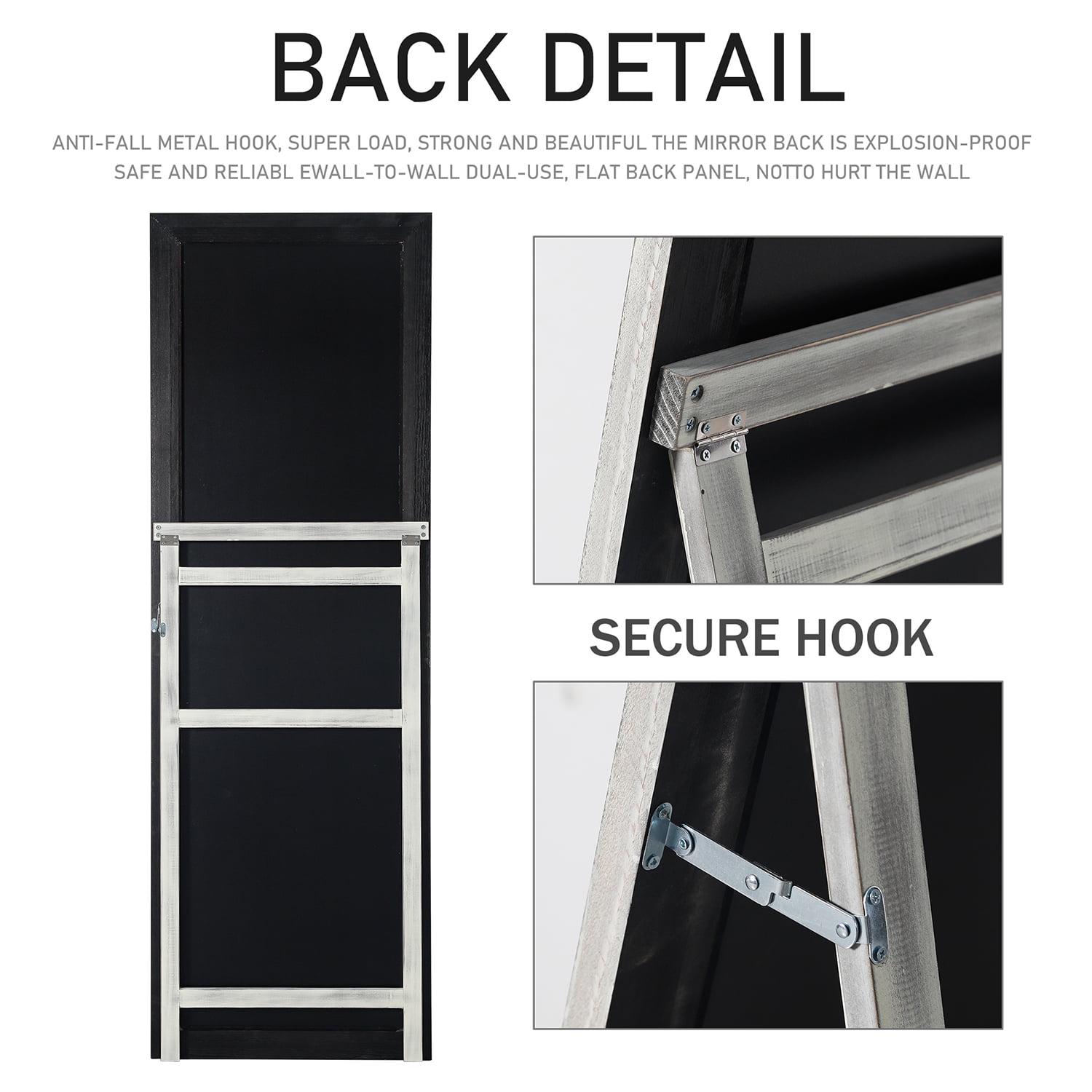 65"x22" Solid Wood Full Length Mirror with Standing Holder Floor Mirror Rectangular Wall Mounted Mirror Hanging Leaning, White - Image 8