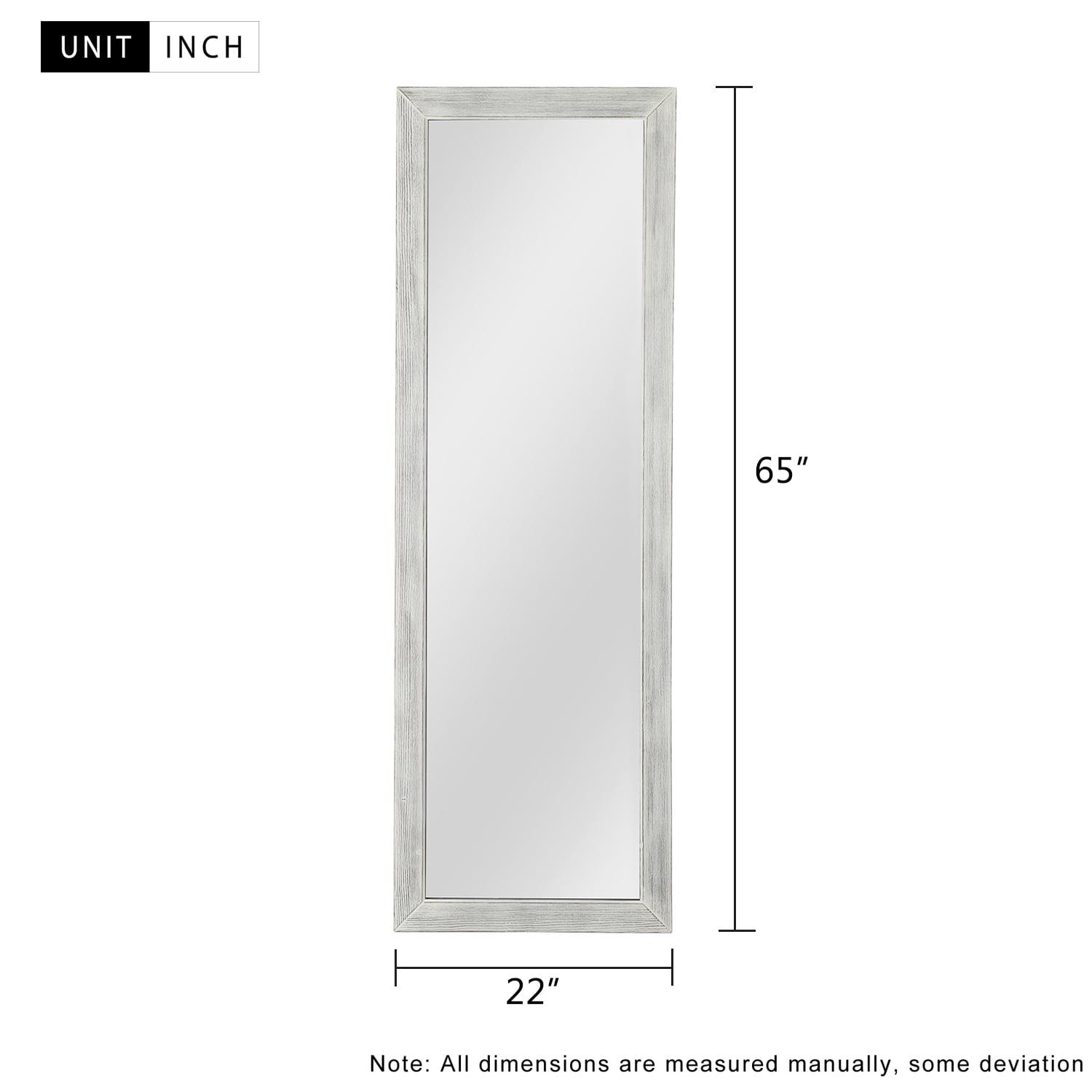 65"x22" Solid Wood Full Length Mirror with Standing Holder Floor Mirror Rectangular Wall Mounted Mirror Hanging Leaning, White - Image 4