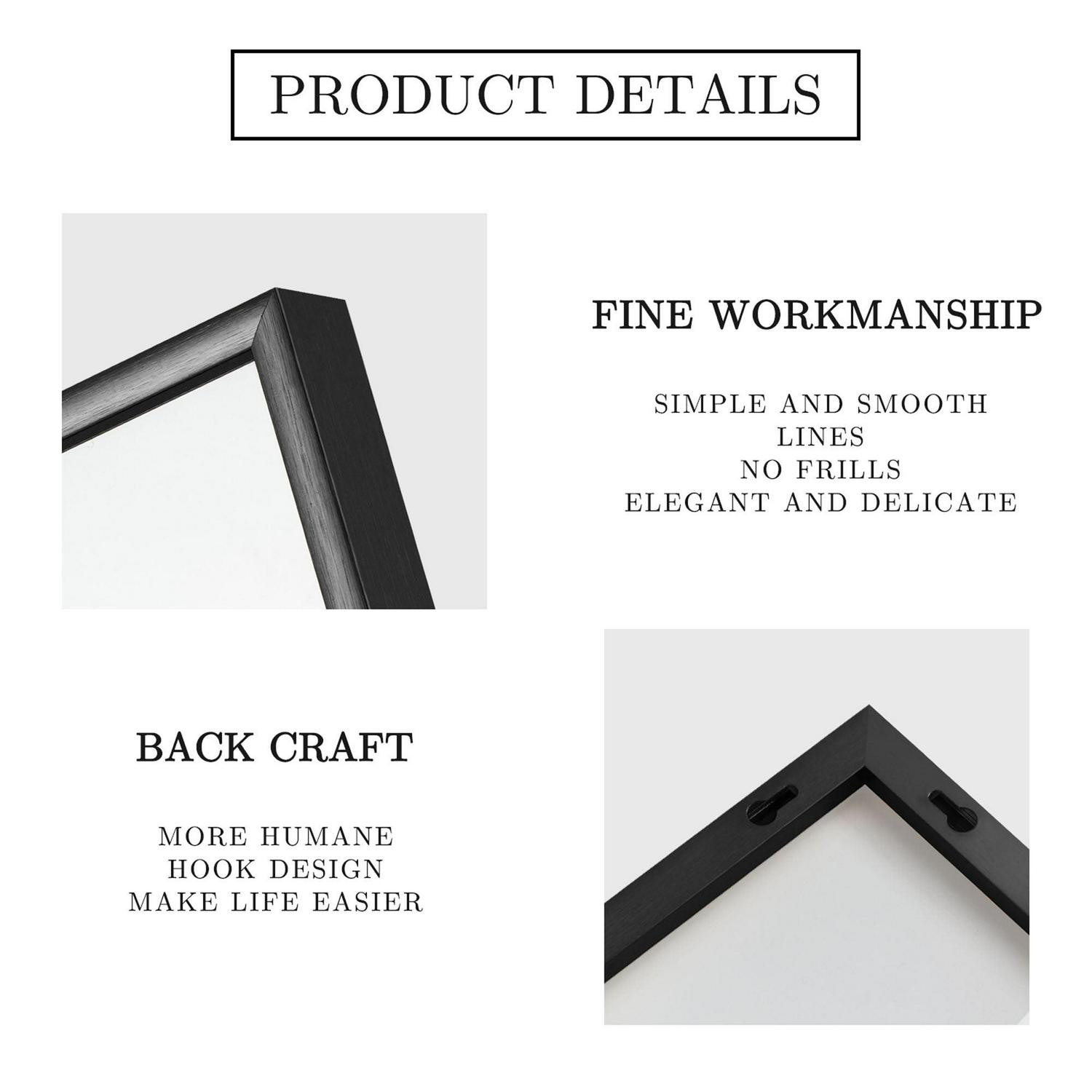 70 in x 30 in Black Modern Full Length Mirror - Image 3