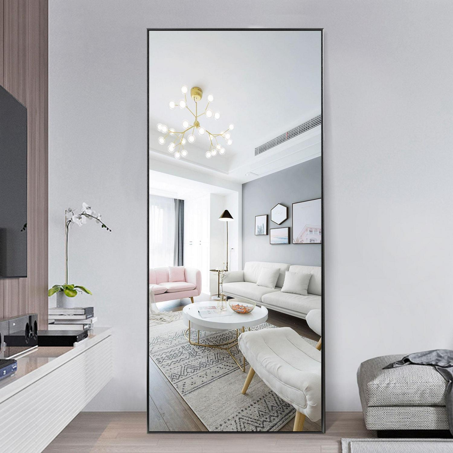 70 in x 30 in Black Modern Full Length Mirror - Image 2