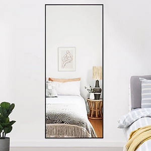 71"x31" Aluminum Alloy Frame Mirror Rectangular Full Length Floor Mirror with Stand Black - Image 4