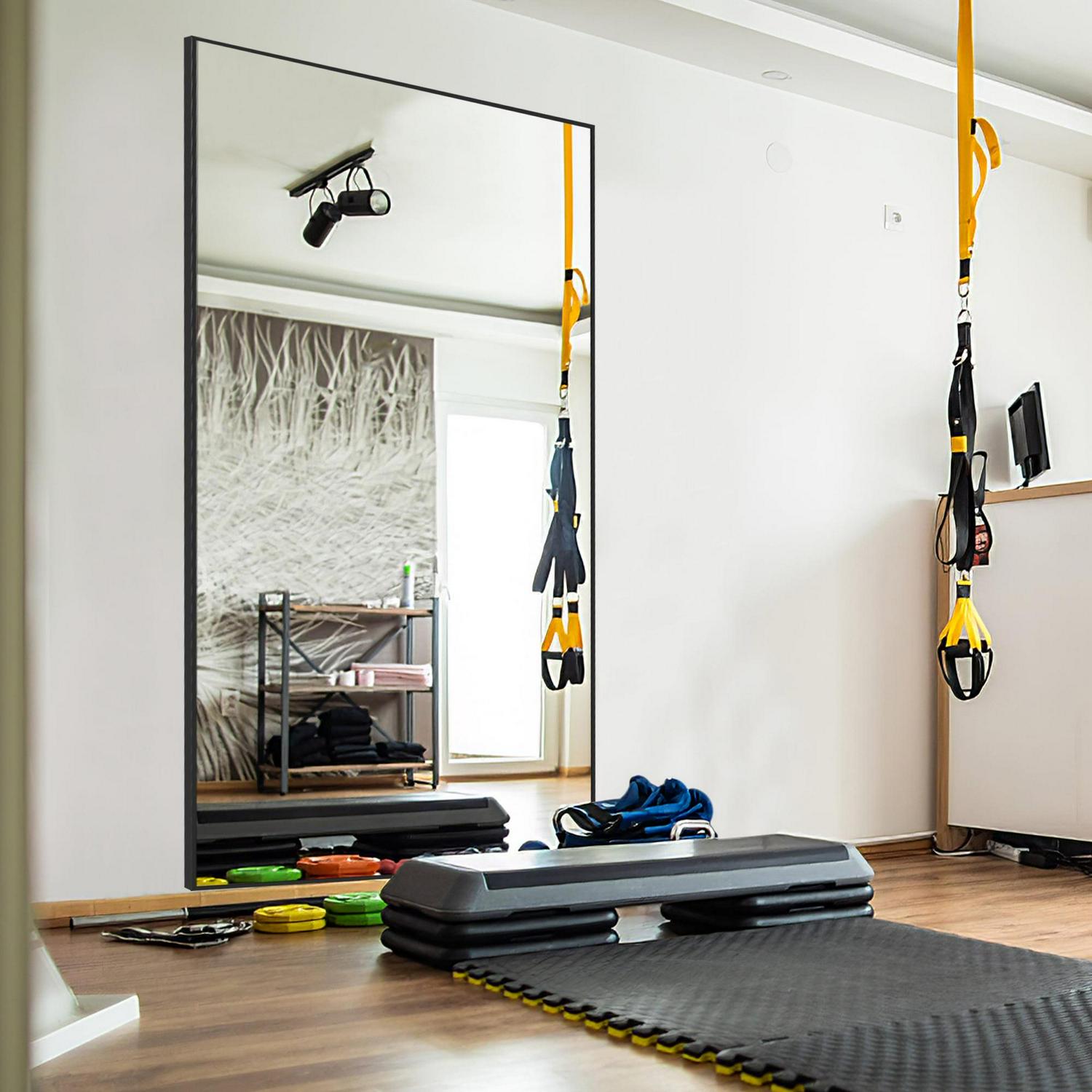 71" x 28" Aluminum Alloy Framed Mirror Full Length Rectangular Body Dressing Mirror Black - Image 4