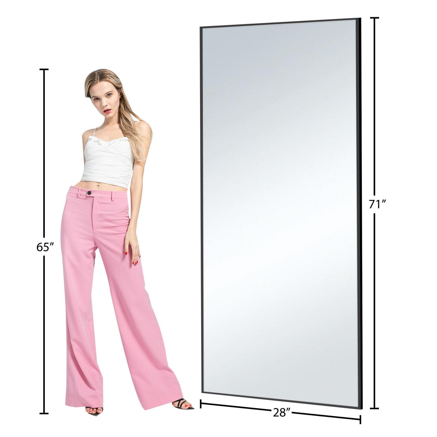 71" x 28" Aluminum Alloy Framed Mirror Full Length Rectangular Body Dressing Mirror Black - Image 6