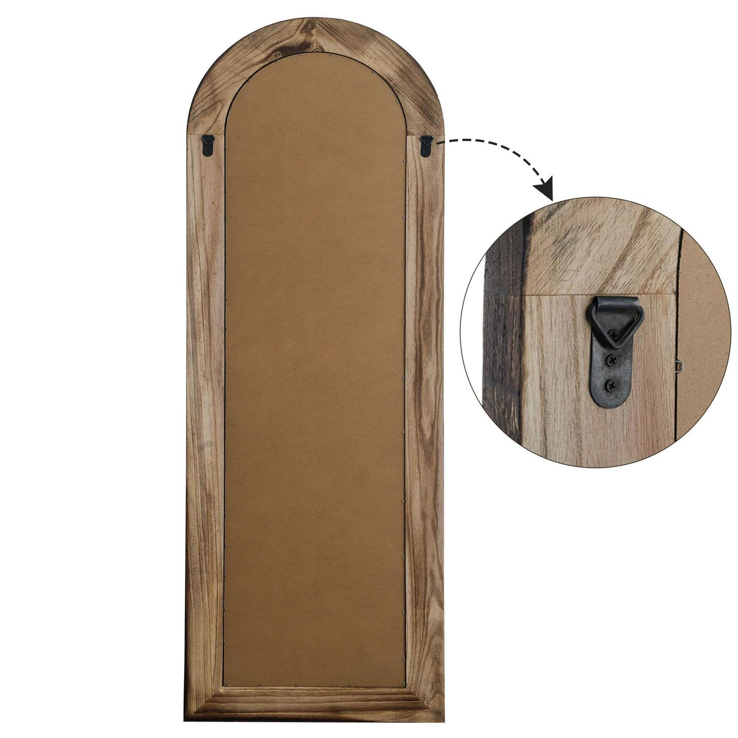 Solid Wood Full-Length Mirror 64"x21" for Living Room Bedroom,Weathered White - Image 3