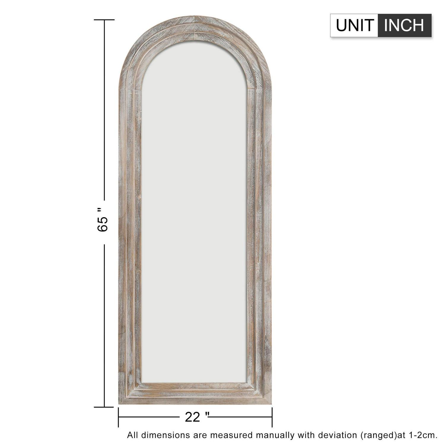 Solid Wood Full-Length Mirror 64"x21" for Living Room Bedroom,Weathered White - Image 2