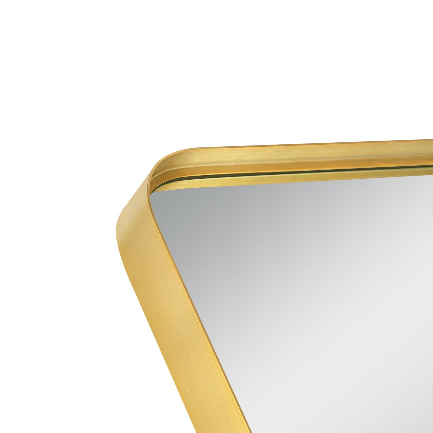 32"x22" Aluminum Alloy Wall Mount Rounded Corner Rectangular Mirror,Gold - Image 5