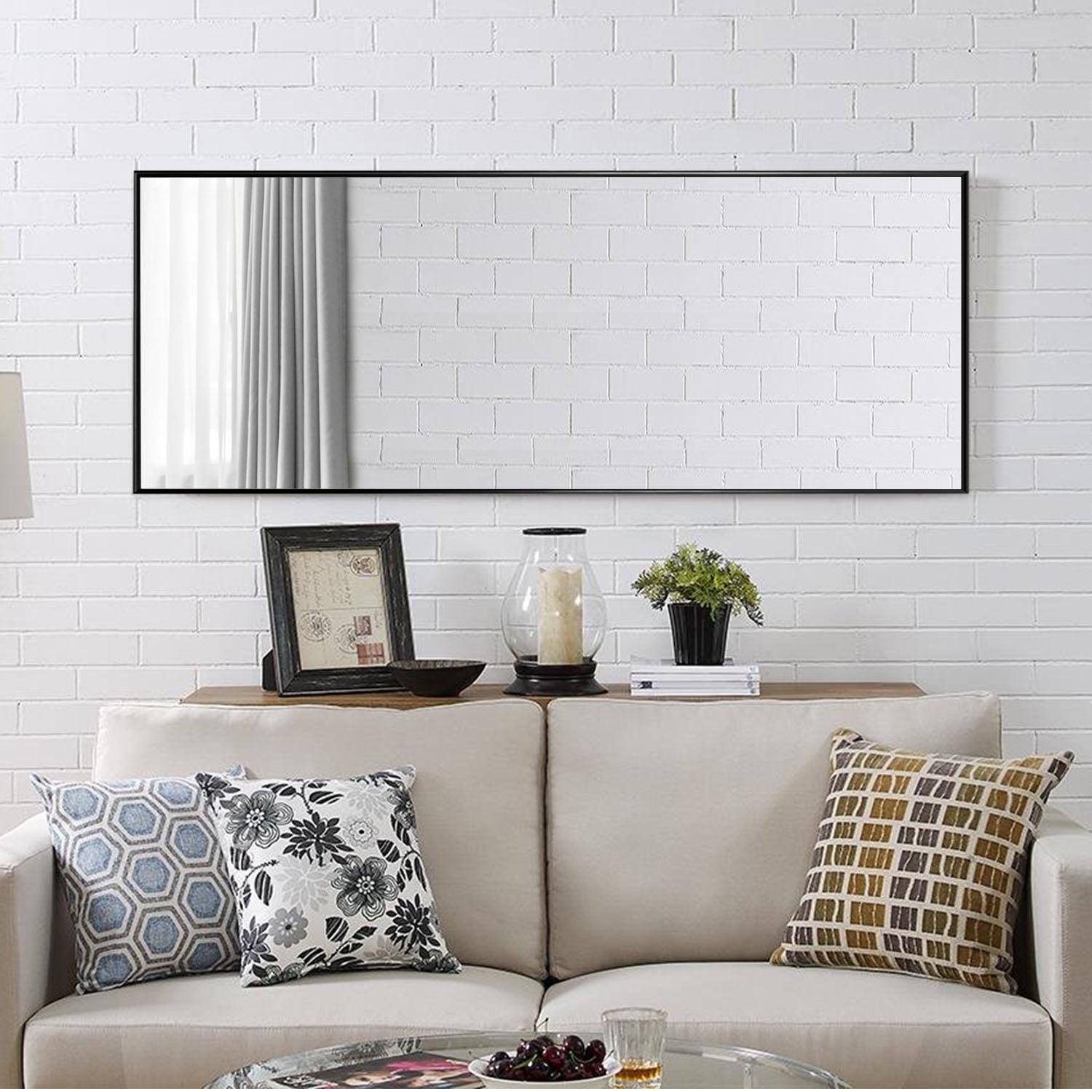 65"x22" Modern Aluminum Alloy Frame Rectangle Full Length Floor Mirror, Black - Image 6