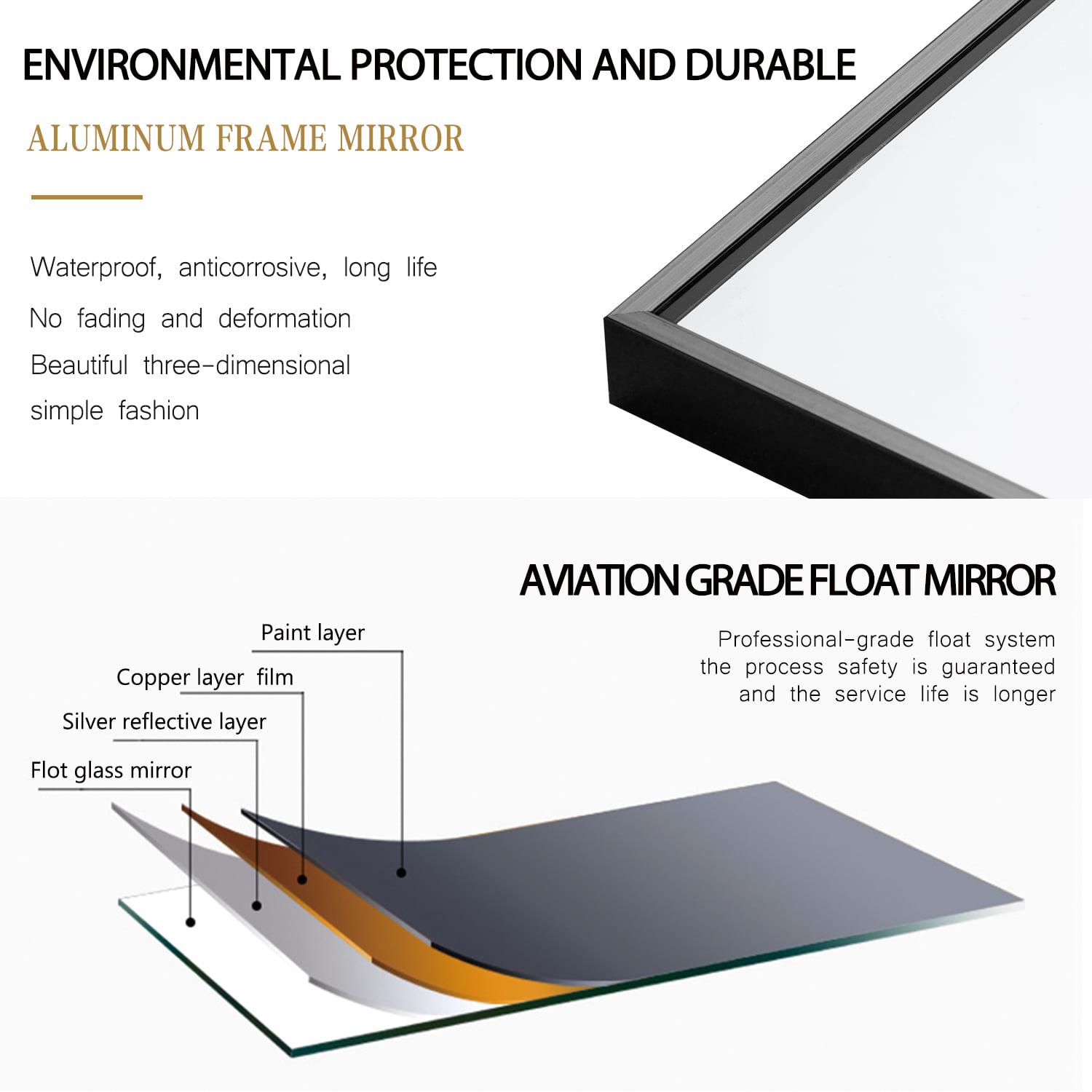 65"x22" Modern Aluminum Alloy Frame Rectangle Full Length Floor Mirror, Black - Image 5