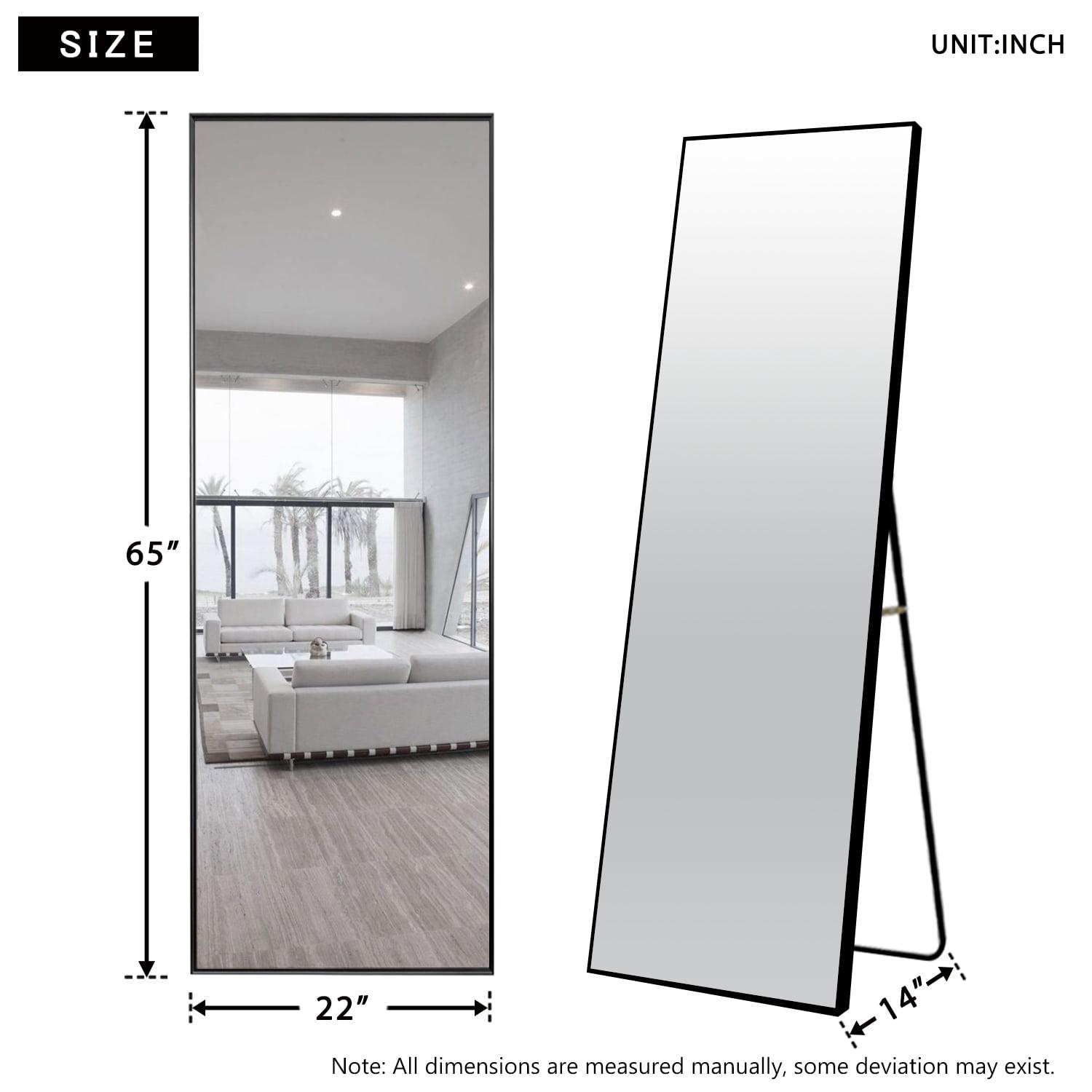 65"x22" Modern Aluminum Alloy Frame Rectangle Full Length Floor Mirror, Black - Image 3