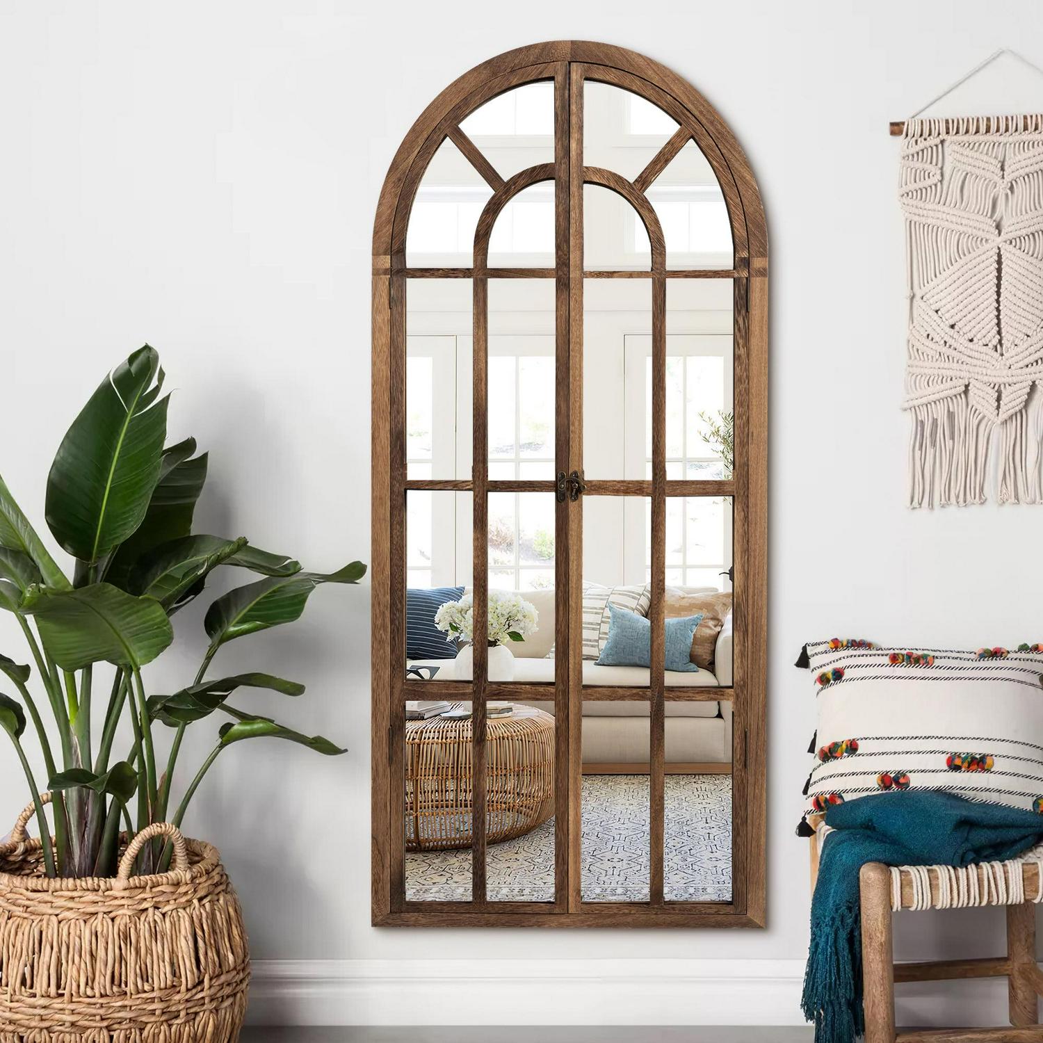 71"x32" Modern Arched Foldable Window Mirror Full Length Mirror Floor Mirror,Browen - Image 4