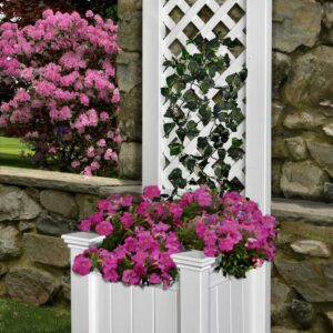 New England Arbors Square Vinyl Kensington Planter with Trellis