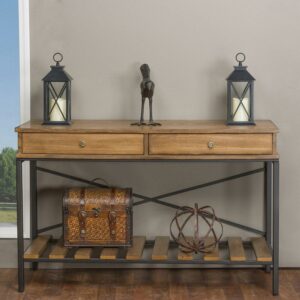 Baxton Studio Newcastle Wood and Metal Console Table