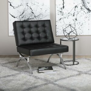 Studio Designs Home Newel Accent Chair Blended Leather and Chrome Frame / Black