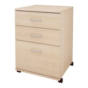 Nexera 5092 Essentials Mobile Filing Cabinet 3-Drawer Natural Maple