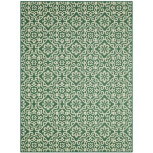 Nicole Miller New York Patio Country Danica Transitional Geometric Indoor/Outdoor Area Rug, Green/Beige, 7'9"x10'2"
