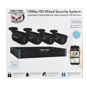 Night Owl 8 Channel 1080p DVR with Human Detection Technology, 1 TB HDD and 4 x 1080p Wired Cameras