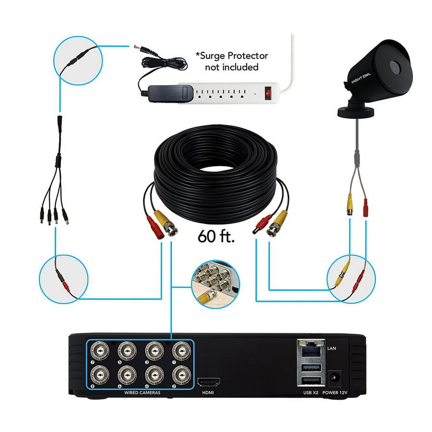 Night Owl Security Camera System CCTV, 8 Channel DVR with 1TB Hard Drive, 4 Wired 1080p HD Surveillance Bullet Cameras, Indoor Outdoor Cameras with Night Vision - Image 2