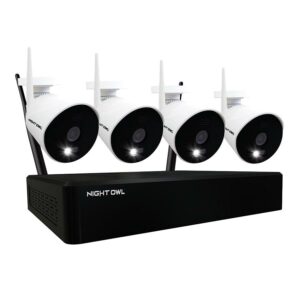 Night Owl Security Camera System, 10 Channel Wi-Fi NVR with 1TB Hard Drive, 4 Wi-Fi IP 1080p HD Spotlight Surveillance Bullet Cameras, 2-Way Audio Enabled Indoor Outdoor Cameras with Night Vision