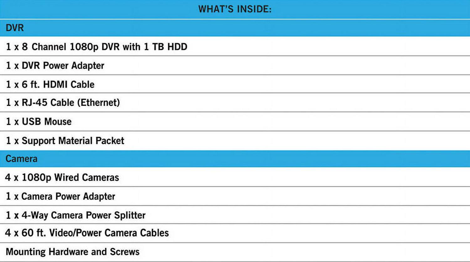Night Owl Security Camera System CCTV, 8 Channel DVR with 1TB Hard Drive, 4 Wired 1080p HD Surveillance Bullet Cameras, Indoor Outdoor Cameras with Night Vision - Image 8